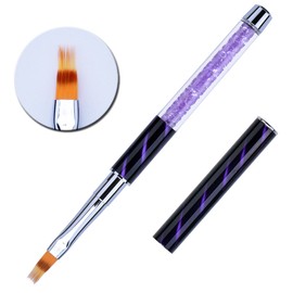 YCYAN 1Pcs UV Gel Nail Ombre Brush Rhinestone Handle Nylon Hair Professional Nail Art Tools (Purple)