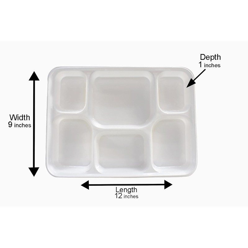 Pooja Bazar 6 Compartment White Disposable Party Thali Plates (200
