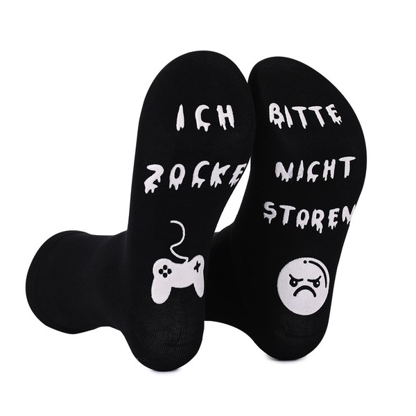NxnChc Funny Gaming Socks with Saying "Bitte NICHT STÖREN ICH