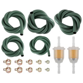 MOTOALL Fuel Line Hose with 10pcs Clamps 2 Oil Filters, 3 Feet 1/8" 3/16" 0.22" 1/4" 5/16" ID Fuel Line Gas Tube Hose for Lawn Mowers ATV Golf Cart Motorcycle Snowmobile