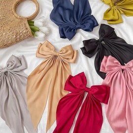 Hair Bows with Long Tail Large Bow Hair Clips Large Hair Bow Hair Clips Hair Bow Accessories for Women and Girls Hot Pink White 2 Pieces