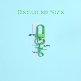 Set of 10 Colorful Carabiner Hooks (10 Colors) Key Rings with Twist Lock for DIY