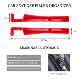 MUQIDA 2PCS Car Seat Gap Filler Organizer, Multifunctional Gap Stopper Auto Console Side Storage with USB Slot, Vehicle Front Seats Filler Crevice Blocker Stops Things from Dropping (Red)