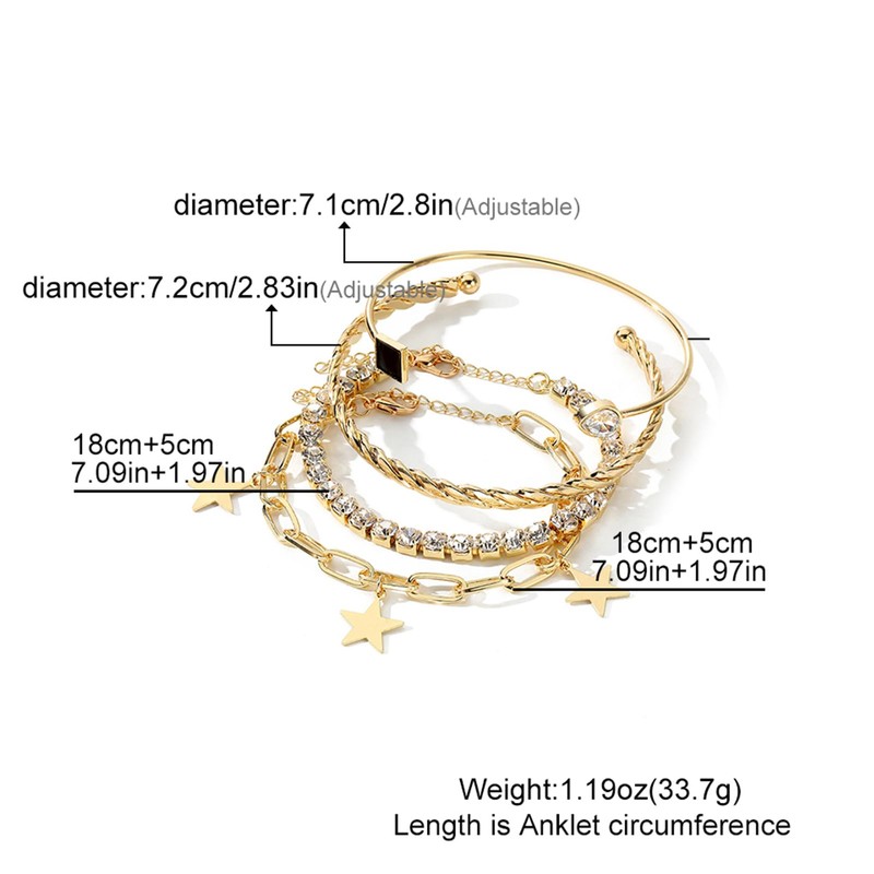 4 Pcs Gold Bracelet for Women, Dainty Sparkle Full Diamond