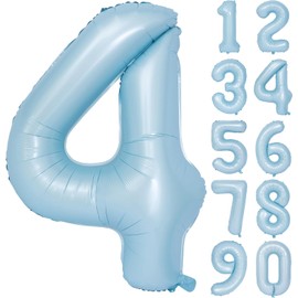 Number Balloons Light Blue 40 Inch Light Blue Number 4 Balloons Birthday Decoration Light Blue Number Balloons Happy Birthday Anniversary Party Wedding (4, Light Blue)