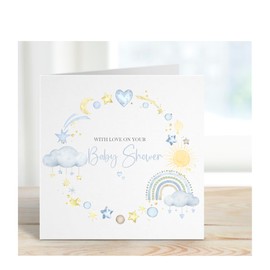 Blue Baby Shower Card stars clouds, Mummy To Be, Baby Boy, Congratulations Card, Pregnancy Congratulations Card, Parents To Be Card, Bun In Oven, Expecting a Baby, New Baby News, Soon to be Mum