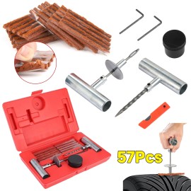 Unbranded Car Tire Repair Tool Kit 57PCS Heavy Duty Flat Tire Repair Kits Plug Patch Truck