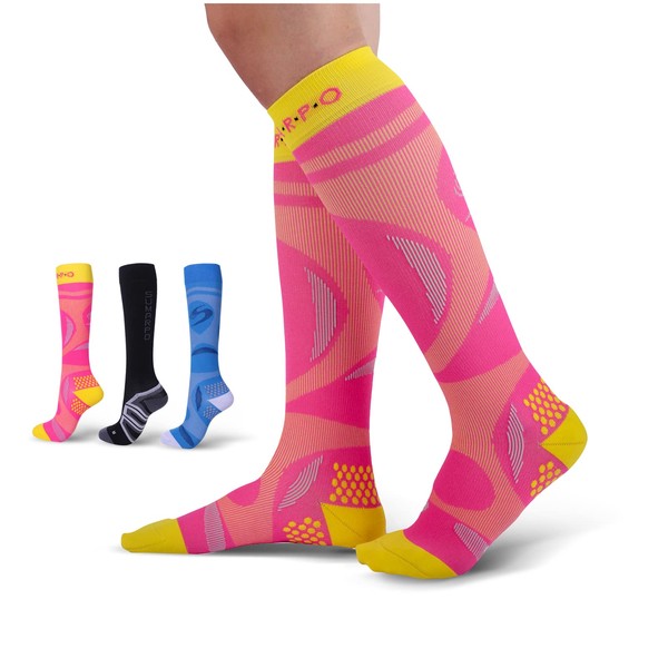SUMARPO Compression Socks for Women, Yoga Socks with Grips, Sports Compression Socks for Running, Soccer, Nursing, Medical