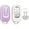 LECART Key Fob Cover for Honda 2025 2024 2023 2022 CR-V Civic Pilot Accord HR-V 5 Buttons TPU Key Shell Case Soft Car Key Protector 2 Pack White & Purple