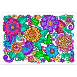 Flower Doodles - Giant Wall Size Coloring Poster - 32.5" X 22" (Great for Family Time, Adults, Kids, Classrooms, Care Facilities and Group Activities - Includes Reusable Rigid Storage Tube)