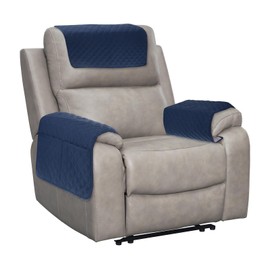 sourcing map 3 PCS Armrest Covers, Couch Arm Cover Furniture Protect Slide Recliner Chair Armchair Covers with Side Storage Pocket for Sofa Recliner, Navy