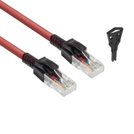 ACT Abschließbares CAT6A Ethernet Kabel, mit Schlössel, RJ45 Ethernet Netzwerk Patchkabel (U/UTP), LSZH Knickschutz, Rot, 1m – FB5501