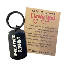 Jvuessieye Funny I Love My Girlfriend Keychain Cute Gifts for Boyfriend Gift Ideas on Anniversary Valentines Day Birthday Gifts For Him (Black)