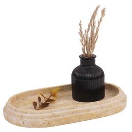 SPESHSTONES Tray 9.75'' Inches Travertine Tray, Vanity Decorative Marble Tray for Countertop Organizer, Catchall Tray for Perfume, Candles, Jewelry Dish Tray