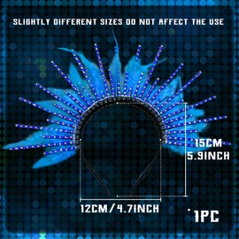 LaVenty Blue Feather Headband Flapper Headpiece Mardi Gras Headband 1920s Headband for Mardi Gras Carnival Flapper New Year Eve Party