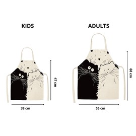ShopINess Funny and Original Cat Apron for Adults and Children Ideal for BBQ Parties and Festivals - Cotton and Linen Machine Washable, Cats in Love