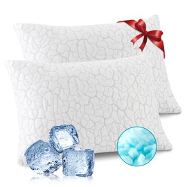 WGAKCED Cooling Pillows for Sleeping 2 Pack, Adjustable Shredded Memory Foam Pillows King Size, Firm Bed Pillows for Side, Back, Stomach, Hot Sleepers, Cold Pillow with Removable Washable Cover