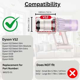 Noble Spares Replacement Dust Bin Compatible with Dyson Series V12, Vacuum Canister, Dust Collection Bin, Replacement for Dyson Part Number 965272-01