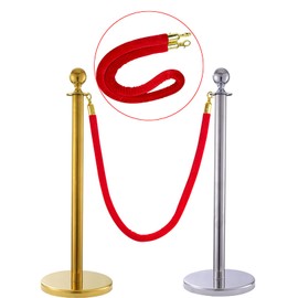 Cord Barrier Red Velvet Barrier Rope Crowd Control Rope Person Guide System for Public Buildings Hotel Restaurant Cinema for Passenger Control System, Weatherproof, Made of Thick Velvet (1.5 m)