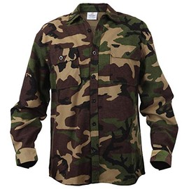 Rothco Heavy Weight Plaid Flannel Shirt, Woodland, Medium