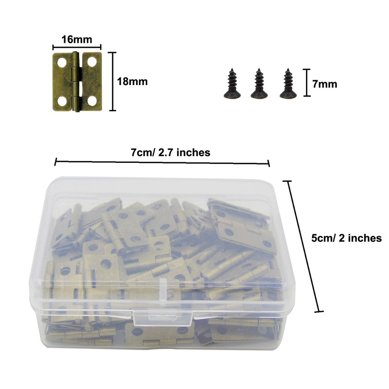 100pcs Small Box Hinges, Granmp Jewelry Box Hinges Retro Butt