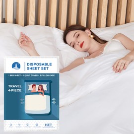YLL YLL Disposable Bed Sheets Travel Disposable Bedding Set Portable Travel Sheets for Hotel One Time Bedsheet Travel Bed Cover Disposable Pillow Case Quilt Cover (1 Pack Disposable Bed Sheets)