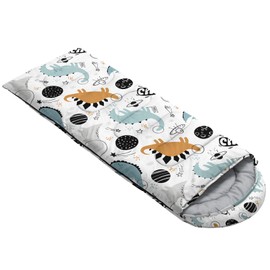 HOSIMA Kids Sleeping Bag for Boys Girls,Planet Dinosaurs Print-Lightweight Warm Portable Outdoor Indoor-Waterproof Cold Weather Resistant Sleeping Bag for Camping Hiking(Planet)