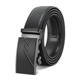 WERFORU Men's Belt, Adjustable Leather Ratchet Belt, 3.5 cm Fit, Men's Automatic Buckle Belt for Suit Jeans, C-black