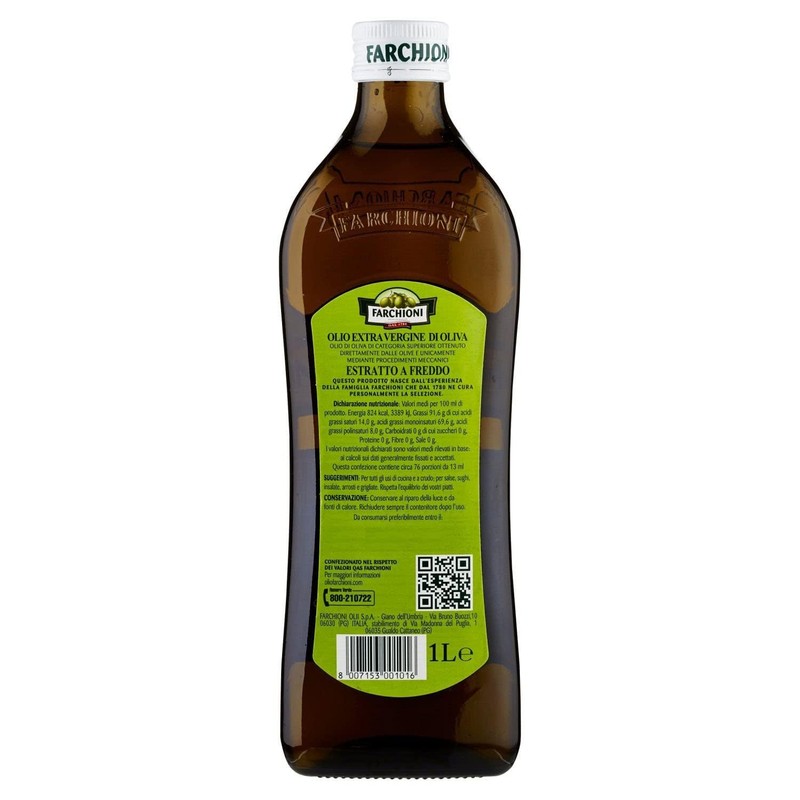 Farchioni Extra Virgin Olive Oil 1L – Cold Pressed, 100%