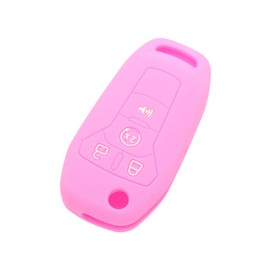 SEGADEN Silicone Cover Protector Case Holder Skin Jacket Compatible with Ford 4 Button Flip Remote Key Fob CV2721 Pink