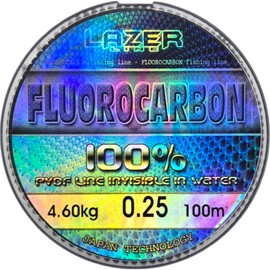 LAZER LINE Fluorocarbon Fishing Line 100 m Diameter 0.25 mm Test 4.6 kg - Transparent Leader Line for Pike Zander Perch Trout Carp - Fluorocarbon Leader - Predator Fishing Line - Fluorescent Carbon