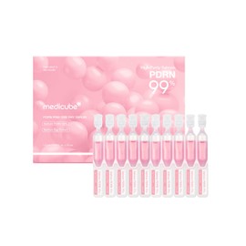 MEDICUBE PDRN Pink One Day Serum, 10 Ampolletas Faciales Monodosis con PDRN de Salmón, Colágeno, Glutatión y Elastina, Hidratación y Luminosidad, 1.5 