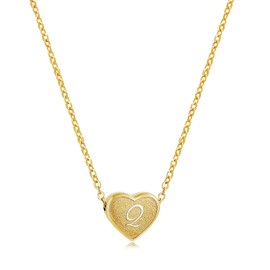 PORPI-JOJO Dainty Gold Necklace For Women Initial Letter Q Necklace For Kids Tiny Heart Initial Pendant Cute Gifts For Girls Ages 5-7