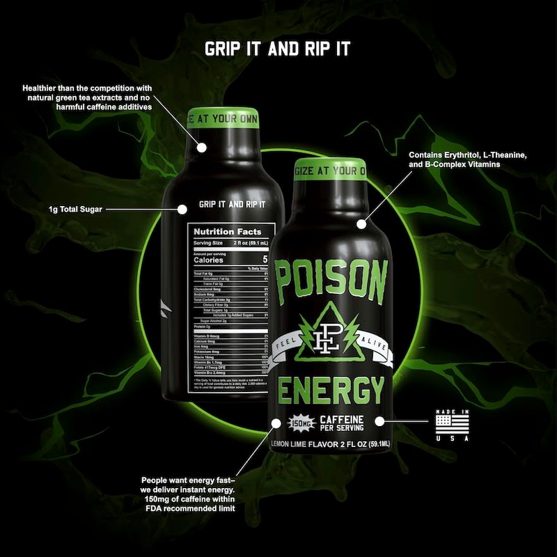 Poison Energy Poison Energy Shots – 2oz, 12-Pack – Natural