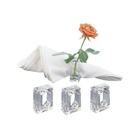 Deco-Mate Acrylic Napkin Rings Bud Vase Flower Holder – Clear - Table Décor, 2-in 1 (Bulk Set) Wholesale (24)