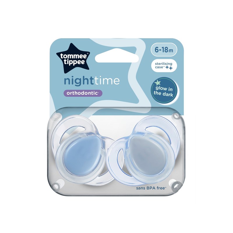 Tommee Tippee Nighttime soother, 6-18 months, 2 pack of glow