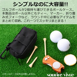 [sourire vivre] Golf Ball Case, 2 Pack Case, Extra Capacity for Forks and Markers, Tee Stab, Golf Ball Pouch, Simple, Black, black, Simple Golf Ball Case for 2 Tee Embroidered Goals