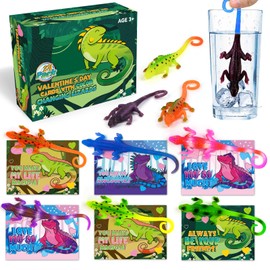 ShyLizard ShyLizard 24PCS Valentines Day Cards for Kids School Classroom Exchange, Valentine's Day Gift Cards with Change Color Lizard Toys, Valentines Greeting Cards Bulk for Kids School Classroom Exchange