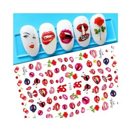 Heart Love Nail Sticker Arrow Valentine Day Love Lock Key Red Lips F768 Nail Wraps Art Stickers Manicure Supplies for Women for Home Nails Full Long Lasting Easy Apply and Remove