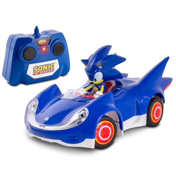 Sonic & Sega All-Stars Racing RC: Sonic - NKOK (681), 1:28 Scale 2.4GHz Remote Controlled Car, 6.5" Compact Design, Officially Licensed Sega Sonic The Hedgehog, Battery Powered, Ages 6+
