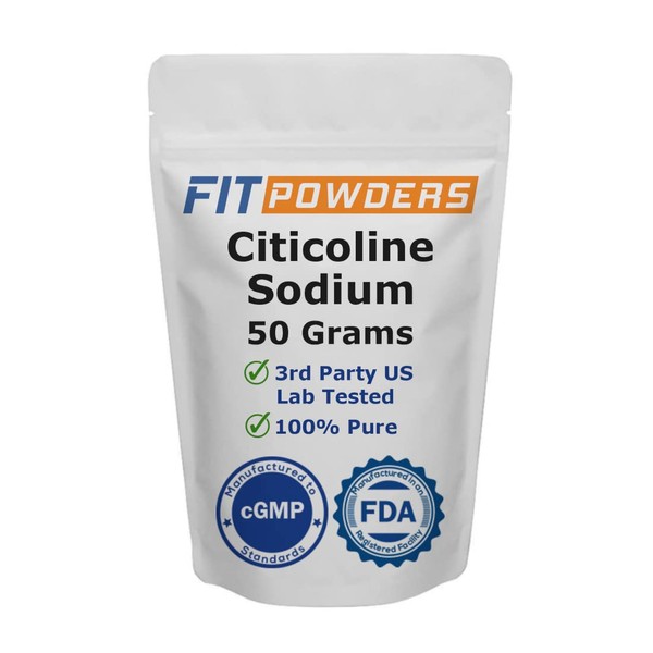 FitPowders Citicoline Powder, CDP Choline Powder 50g 100% Pure with Scoop, Cognitive Supplement for Memory and Learning (50 Grams)