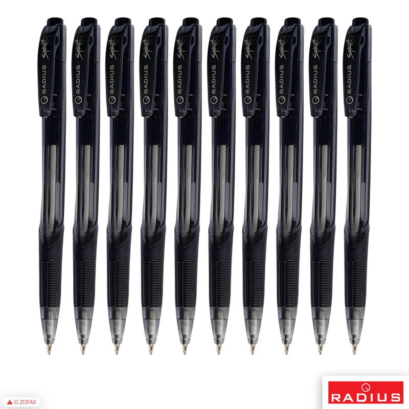 RADIUS Spark Retractable Ballpoint Pens, BLACK, Fine Point (0.7mm), Pack