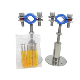 Stainless Steel Wall Mount Ceiling Mount Pipe Supports, Adjustable Pipe Bracket Clamp Pipe Straps for Dia 1/2 inch Pipe Tube, Set of 2