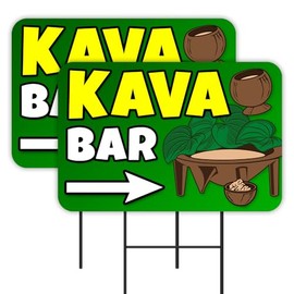 Vista Products KAVA BAR Available 2 Pack Double-Sided Yard Signs 16" x 24" with Metal Stakes (Made in Texas)