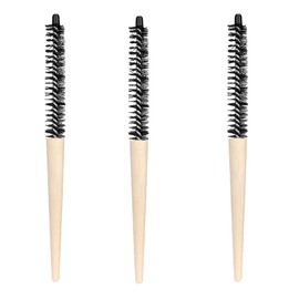 3pcs Small Round Hair Styling Brush,Hair Brush Mini Round Wood Brush,Roller Quiff Brush for Hair Styling,Nylon Bristles Hair Brushes for Blow Drying, Salon Hairdressing Brushes for Curly Hair Styling