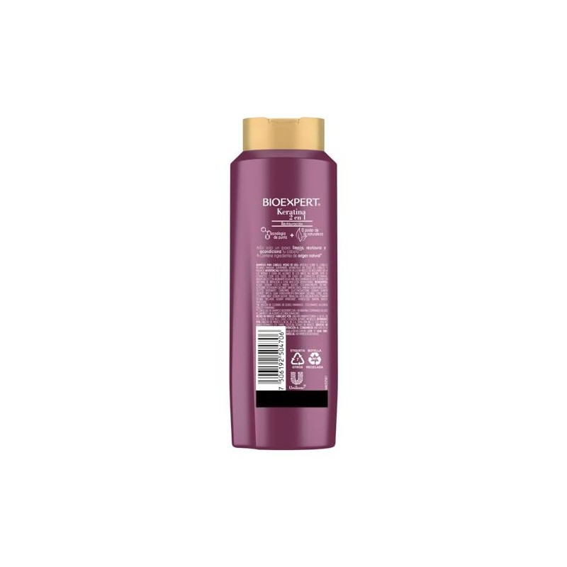 Shampoo Bioexpert 2 en 1 Keratina Restauración 650 ml