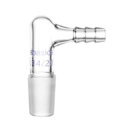 Labasics Glass 90 Degree Vacuum/Gas Adapter, Borosilicate Glass Bent Inlet Adapter with 14/20 Inner Joint and Hose for Laboratory Lab Supply