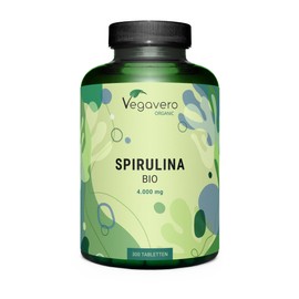 Vegavero Organic Spirulina 4000 mg | 300 Tablets | NO Additives | Natural Source of Protein, Vitamins & Minerals | Vegan
