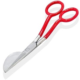 AAProTools 6 Inch Stainless Steel Applique Duckbill Scissors Blade with Offset Handle Red Pvc Handle