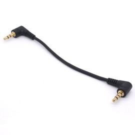 HTGuoji Short 3.5mm Right Angle Cable, Gold Plated 90 Degree 3.5 Male to Male Audio Stereo Jack Plug Car Aux 3-Pole TRS (20 cm)